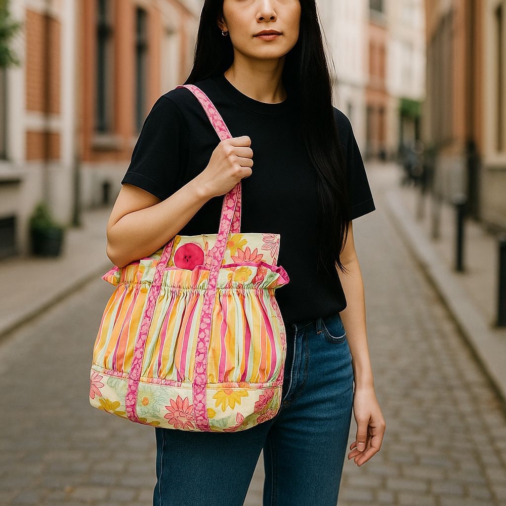 Vibrant Floral Pink Tote Bag - Picture 3 of 8